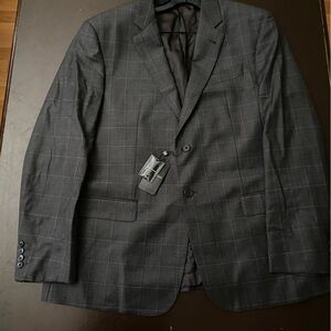 EMPORIO ARMANI G Line Virgin Wool Windowpane Check Suit Dark Grey 56 EU (46R)